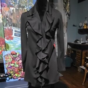 Cable & Gauge Black Ruffle Blazer